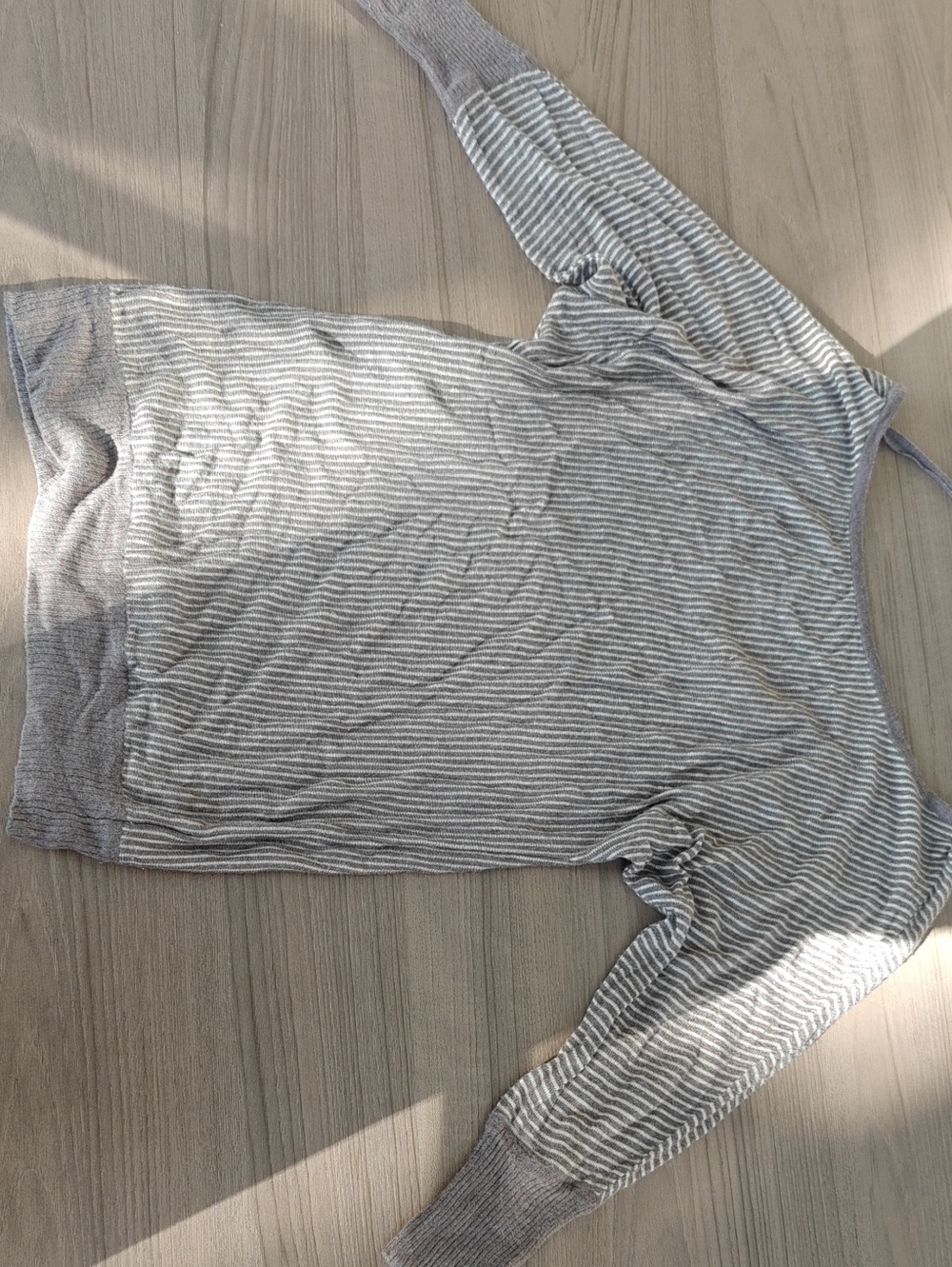 Cove Striped Grey and White Lightweight Long Sleeve Top